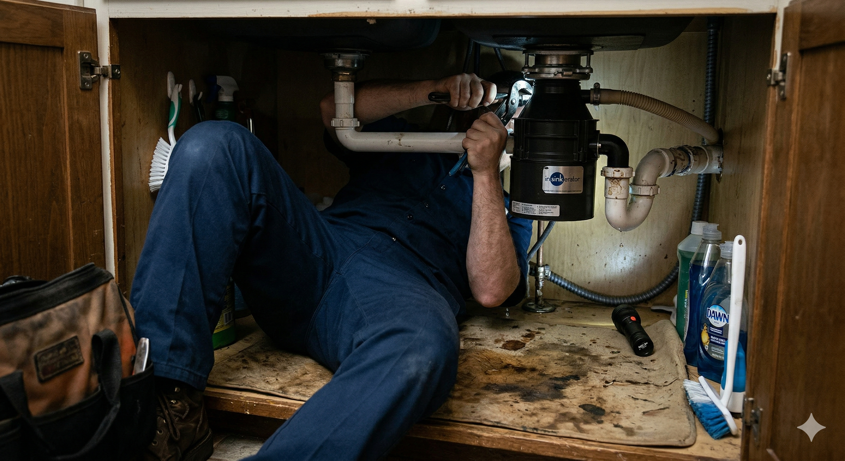 Professional plumber servicing water heater in Portland
